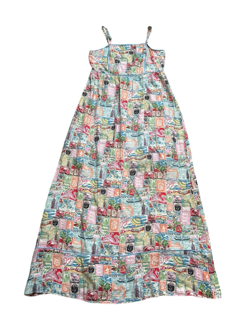 Multicolor Printed Midi Dress With Adjustable Straps Size 6.